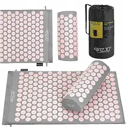 Килимок акупунктурний 4FIZJO Аплікатор Кузнєцова з валиком 72 x 42 см Grey/Pink 4FJ0287 (P-5907739313287) - мініатюра 2