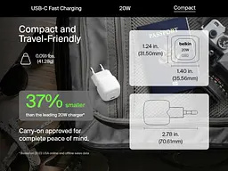 Мережевий зарядний пристрій Belkin 20 W USB-C PD PPS White - мініатюра 3
