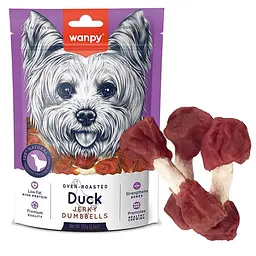 Wanpy Duck Jerky Dumbbells ВАНПІ КІСТКА-ГАНТЕЛЬ З В’ЯЛЕНОЮ КАЧКОЮ ласощі для собак, 100 г