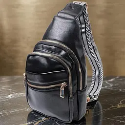 Цікава жіноча сумка з однією лямкою через плече з екошкіри Vintage 22759 чорна