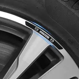 Емблема обода колеса Mazda 4 шт Алюміній наклейка на диски на скотчі Чорні - мініатюра 2