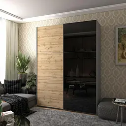 Шафа-купе Doros G-Caiser Графіт / Дуб Евок 1 ДСП / 1 Скло / 3 частини 180х60х240 (42005015)