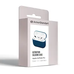 Силіконовий чохол для навушників Apple AirPods Pro, Ultrathin Silicone Case, синій, захисний чохол, ультратонкий і легкий, захист від подряпин і пилу, м"який силікон, ArmorStandart (ARM55953) - мініатюра 3