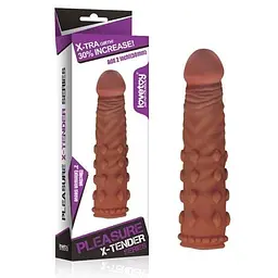 Насадка на пеніс Lovetoy Pleasure X-Tender Series 17.5 см коричневий - мініатюра 2
