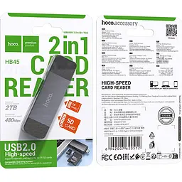 Кардрідер Hoco HB45 Spirit 2-in-1 USB 2.0 Metal Gray (6942007620512) [168993] - мініатюра 3