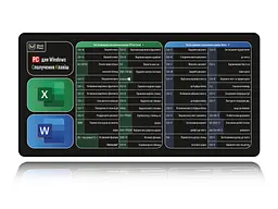 Великий килимок для мишки WorkPlaceShop Поєднання клавіш для Word та Excel 600 x 300 мм