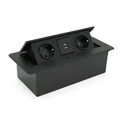 Розетка для підлоги висувна із заземленням J29L, дві розетки + 2 * USB, Input: AC 100-250V 16A, Black