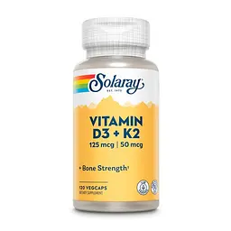 Вітаміни та мінерали Solaray Vitamin D3 + K2 Soy Free, 120 вегакапсул