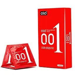 Презервативи Olo 0.01 RED Foil з пухирцями (10 шт.) — ультратонкі з гіалуроновою смазкою
