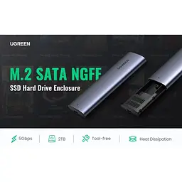 Кишеньковий адаптер SSD Ugreen CM400 USB-C to M.2 NGFF 5G Enclosure A TO C Cable 50 cm (10903) - мініатюра 9