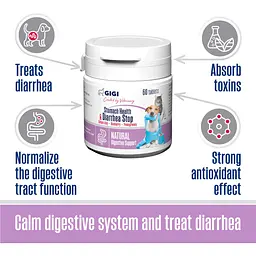 Вітамінно-мінеральна добавка Gigi Stomach Health & Diarrhea Stop для нормалізації функцій травної системи у собак та кішок 60 таблеток (GIG20513) - мініатюра 3