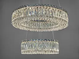 Люстра стельова LED Diasha 8693-600+400CH, 85W, хром, кришталева, регульована висота, для офісу, кафе, вітальні, спальні - мініатюра 4