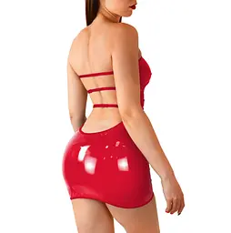 Сексуальна вінілова сукня Art of Sex - Jaklin, розмір L-2XL, колір червоний - мініатюра 1