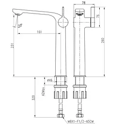 Змішувач для умивальника TOPAZ MODERNO TMD-33203-H78 хромований латунний для ванної кімнати з керамічним картриджем - мініатюра 2