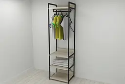 Шафа Гардероб Уні секція 3 серії Конект Ferrum-decor 220x60x50см Чорний метал ДСП Дуб Сонома 32 мм (FRD-104525)