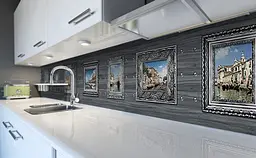 Кухонний фартух Картини на Дерев'яному тлі вінілова наклейка для кухні Абстракція Сірий Happy Pocket Z181313 - мініатюра 6
