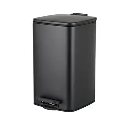 Відро для сміття Zerix Kubix-TC0108 Black з плавним закриттям, квадратне, 8 л, чорний (ZX5892) - мініатюра 1