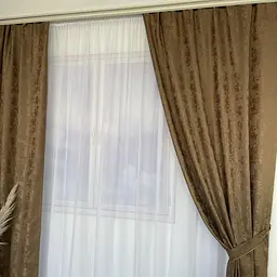 Мармурові жакардові штори світло-коричневого кольору на тасьмі 2шт. 150х270 ALBO pbe0052496 - мініатюра 4