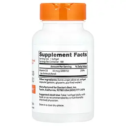 Вітамін D3 Doctor's Best Vitamin D3 50 мкг 180 веган капсул - мініатюра 2