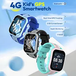 Розумний дитячий годинник Lemfo KT41 з GPS трекером і 4G SIM-карткою Смарт-годинник для дитини камерою, прослушкою, 16 Гю памʼятю та YouTube, TikTok і Viber До 5 днів роботи Синій - мініатюра 4