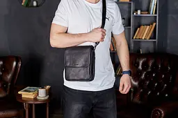 Месенджер із клапаном через плече 24х20х6, шкіряна барсетка Tiding Bag TD-20033 чорна 200 мм - мініатюра 7