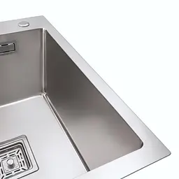 Кухонна мийка Platinum Handmade HSBB PVD з нержавіючої сталі 3.0 мм квадратний сифон 40x50x23 см сіра - мініатюра 4