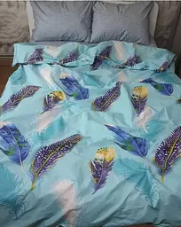 Комплект постільної білизни Ecotton Євро 210х220 см Пір'я блакитний (23938) (23938)