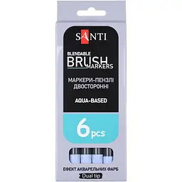 Маркер акварельний Santi Brush Marker SWB-11 бузковий двосторонній 6 шт. (391067) - мініатюра 4