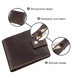 Надійний чоловічий портмоне у вінтажному стилі Grande Pelle 11229 коричневий - мініатюра 4