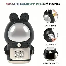 Дитяча електронна скарбничка — сейф із замком Зайчик — Космонавт Space Rabbit Piggy - мініатюра 3