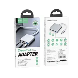 USB-хаб Hoco HB14 Easy use Type-C adapter(Type-C to USB3.0+HDMI+PD) Silver - мініатюра 4