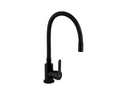 Змішувач Brinex на мийку чорний Pure 015F3 Matt (k35) з гнучким виливом BRIPUR015F3BLM