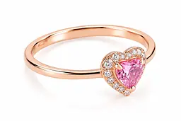 Жіноча золота каблучка Jewellery Continent "Рожеве серце" з фіанітами 14.5 (К-0923) - мініатюра 3