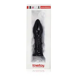 Анальна пробка Lovetoy Glass Romance 5.5" 14 см (чорний) - мініатюра 2