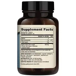 Органічний ферментований Яблучний оцет і Кайенский перець Dr. Mercola Organic Fermented Apple Cider Vinegar and Cayenne 30 капсул - мініатюра 2