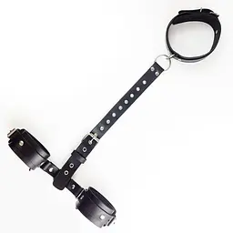 Фіксатори для шиї та рук Art of Sex - Bondage Set з натуральної шкіри, колір чорний - мініатюра 6