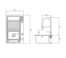 Кухонна мийка Gappo GS7547-19 + змішувач + сифон + коландер + дозатор + омивач склянок - мініатюра 10