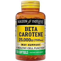 Вітаміни та мінерали Mason Natural Beta Carotene 25000 IU, 100 капсул