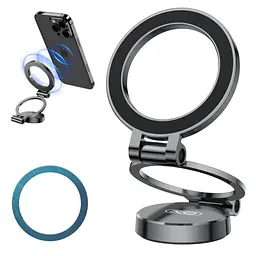 Автотримач XO C161 Apple magsafe magnetic tri-fold phone holder with magnet ring чорний - мініатюра 5