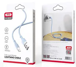 USB Кабель XO NB208 Lightning Liquid Silicone 2.4A 1.0m Синий - миниатюра 2