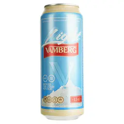 Пиво Vamberg Light світле, 3.8%, з/б, 0.5 л