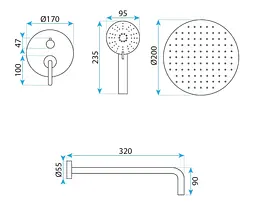Душова система прихованого монтажу Rea Ontario + BOX nikiel brushed REA-P5503 - мініатюра 8