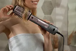 Фен-щітка Ardesto Brush Pink Touch, 1200Вт, 2 швидкості, 2 температурні режими, LED-дисплей, функція іонізації, 4 насадки, сірий+ розовий - мініатюра 3