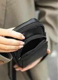 Жіноча шкіряна сумка Sambag Modena для телефону чорна 19 х 11 х 3 см (96093101) - мініатюра 4