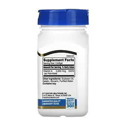 Харчова добавка Вітамін А 10000 МО 3000 мкг 21st Century Vitamin A 100 шт. - мініатюра 2