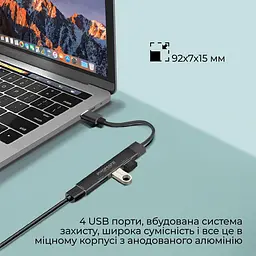 USB-Хаб Promate USB Хаб на 4 порти (litehub-4.black) - мініатюра 3