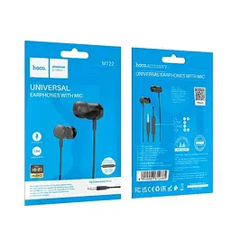 Дротові навушники Hoco M122 Power metal універсальні earphones with microphone, 3.5mm, 1.2m, black - мініатюра 4