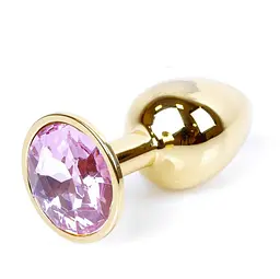 Анальна пробка - Jewellery Gold Plug Light Pink - мініатюра 3
