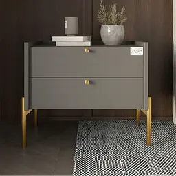 Тумба приліжкова LION Wood з двома шухлядами Антрацит (золоті ножки) (LION-041334) ТОП - мініатюра 2