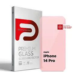 Захисне скло для Apple iPhone 14 Pro, Pro Eye Care, прозоре, загартоване 2.5D скло без рамки, глянцеве, повне проклеювання, захист зору від шкідливого випромінювання, ArmorStandart (ARM77672)